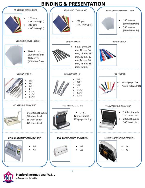 Binding and Presentation Suppliers for Office and School in Doha